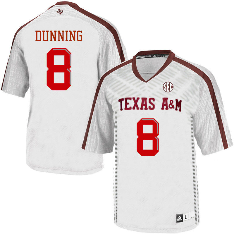 Men #8 Justin Dunning Texas A&M Aggies College Football Jerseys-White
